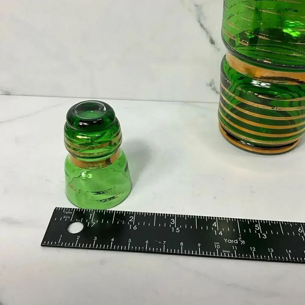 VINTAGE MCM Green decanter and shot glasses